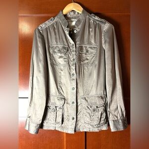 Banana Republic Heritage Metallic Taupe Silk Safari Blouse Size Medium